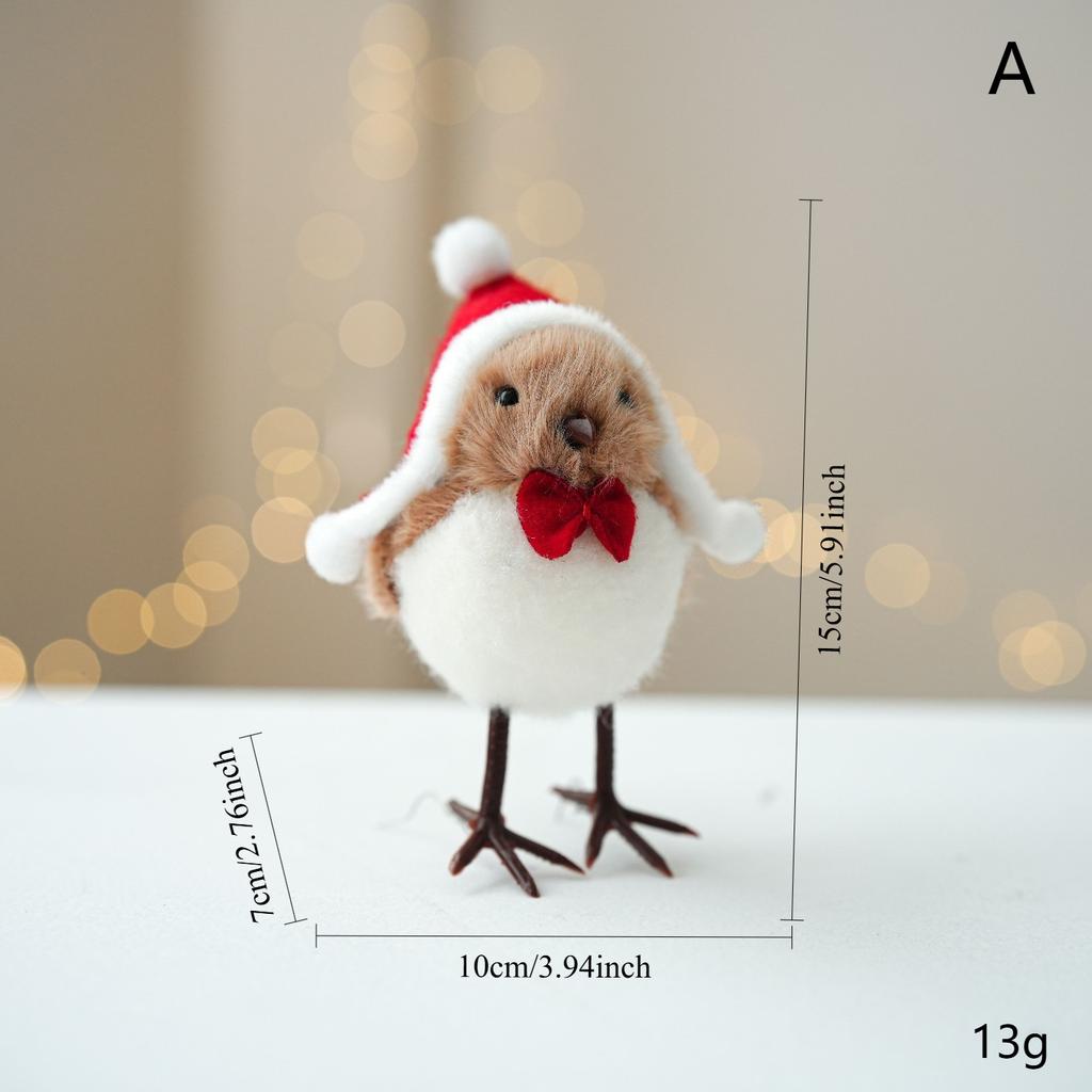 Christmas Simulation Bird Hanging Pendant Foam Red Scarf Hats Bird Xmas Tree Ornaments Merry Christmas Decor Happy New Year