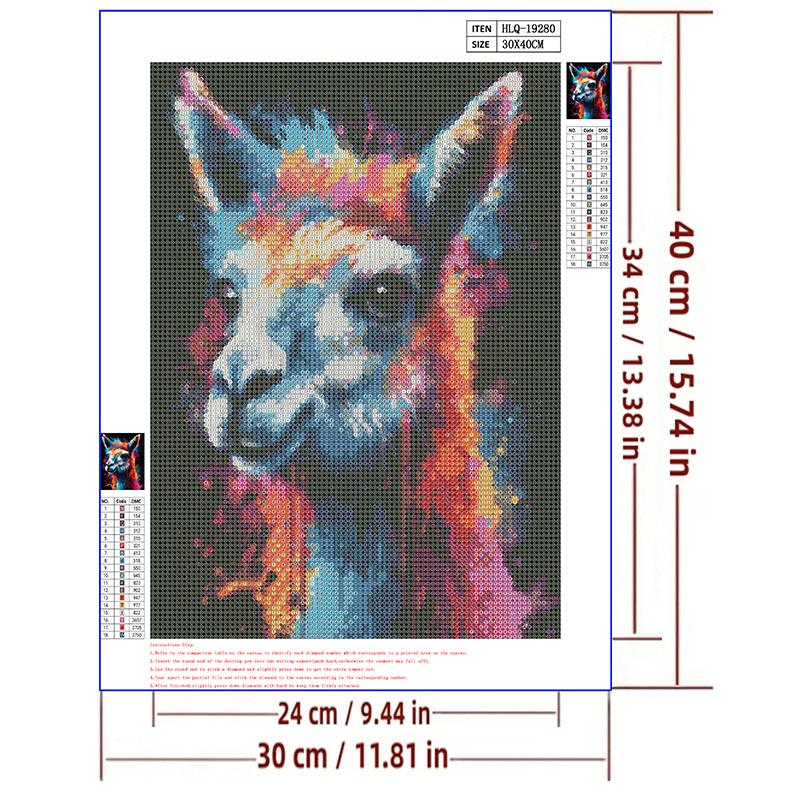 5d DIY Diamond Painting Cross Stitch Cute Animal Watercolor Alpaca Diamond Embroidery Mosaic Full Round Drill Home Decor Arts