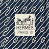Pristine HERMES tie Chaine Pattern Navy silk mens 5500 UA Used