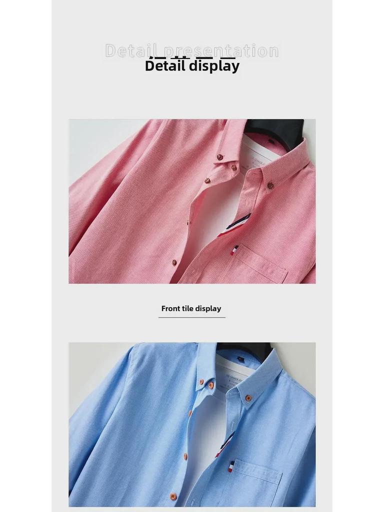 Men's Solid Color Long-Sleeve Business Shirt - Versatile & Stylish