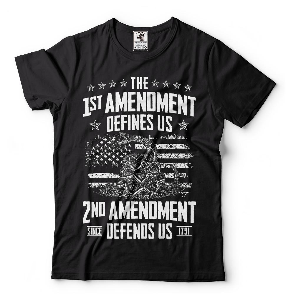 Patriotic T Shirts 2nd Amendment Shirts for Men Vintage USA Flag Pro Gun Tee