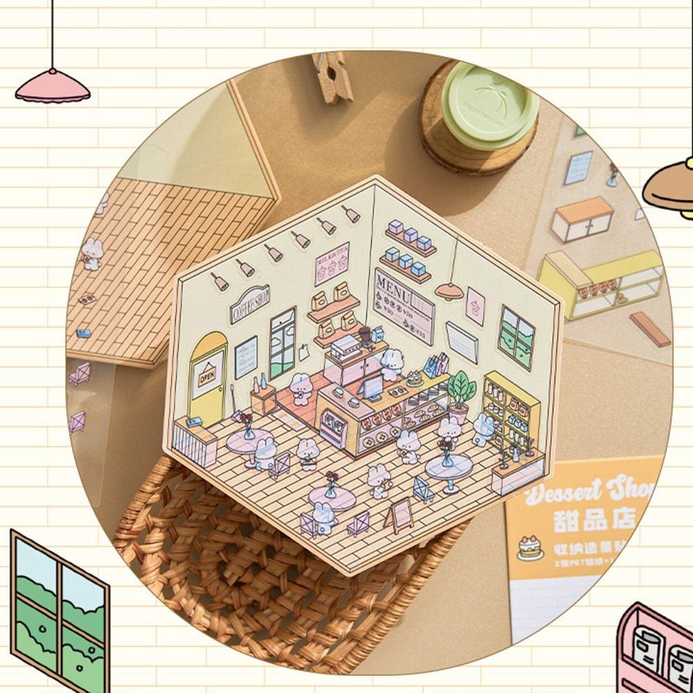 Decorative Visual Stacking Sticker DIY Landscape Notebook Sticker Miniature Scene 3D Stickers