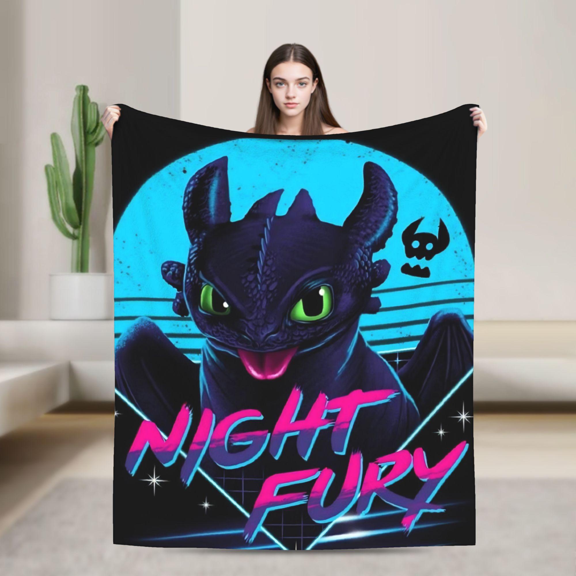 

HTTYD Стилізована ковдра з візерунком дракона Тепла плюшева плед-ковдра для дивана, крісла, подорожей, офісу Фланелева постільна накидка, покривало 102x127cm
