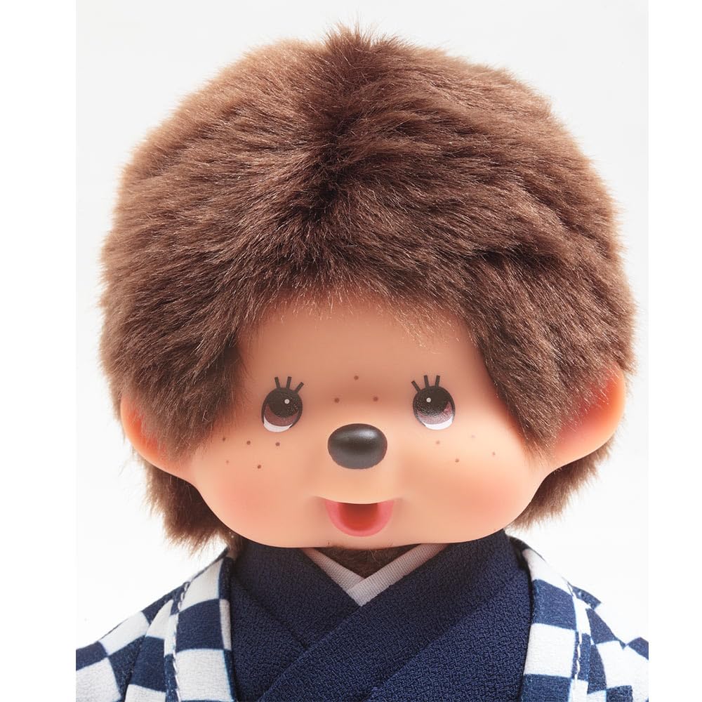 Kimono Original Kyugetsu Officiel Monchhichi Garçon Motif à Carreaux Bleu IPM-14-Z
