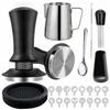 Espresso Tamping Kit with Pitcher Ergonomic Latte Art Set Stencils Non-Slip