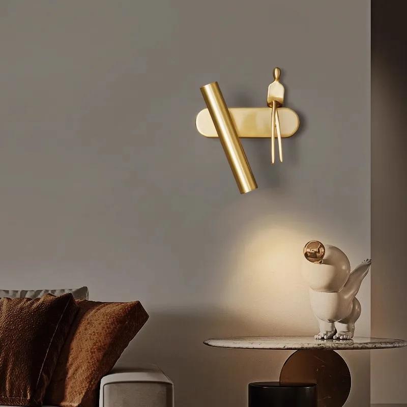Bedroom Bedside Wall Lamp Is Luxurious and Minimalist. Designer's Art Bronze Wall Lamp