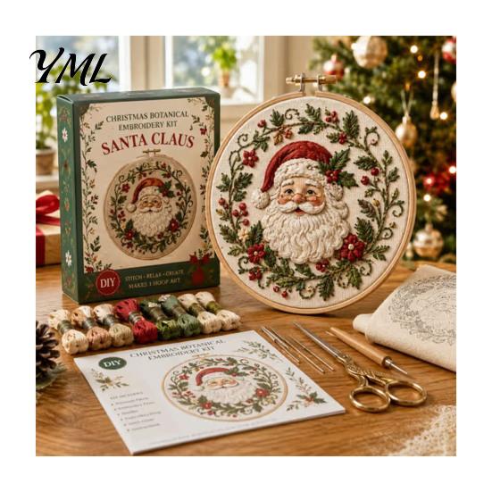 Christmas Ornament Craft Set Embroidery Kit for Beginners, Pre-Printed Pattern Full Creative Gift Parents And Friends of Tools, DIY Needlework Festive