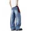 American High Street Plaid Deconstruction Jeans Men's and Women's Summer New Loose Design Trendy Brand Straight Wide-leg Trousers