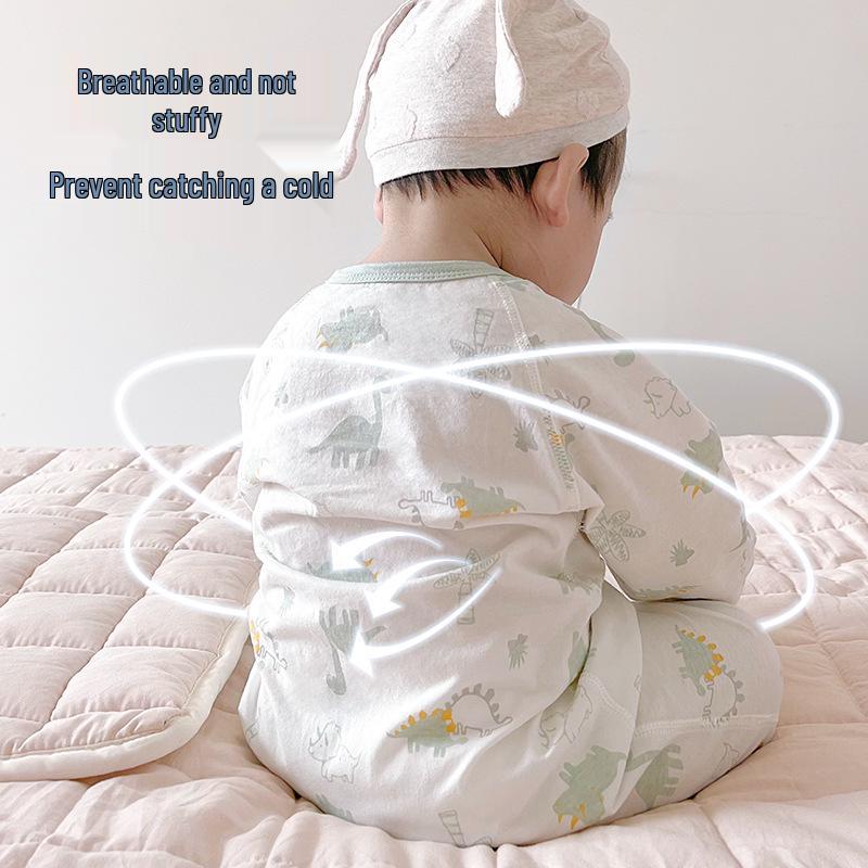 Salopetă cu mânecă lungă din bumbac pur pentru nou-născut: Costum de Aer Condiționat de Primăvară-Vară și Pijama