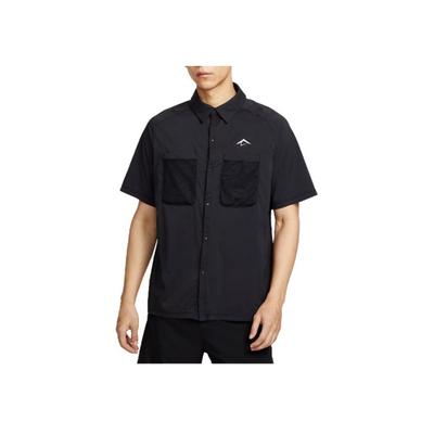 Logo Button Short Sleeve Shirt Men Shirts Black HV2165010