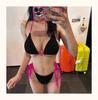 Thailand 2024 Color Block Women's Split Bikini Halter Tie-Up for Hot Springs