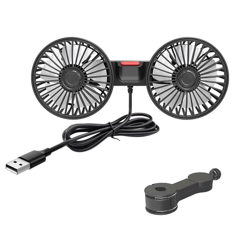 Car Seat Back Cooling Fan USB Charge Dual Head Fan 360 Degree Rotation Auto Headrest Ventilation Fan Car Interior Neck Cooler