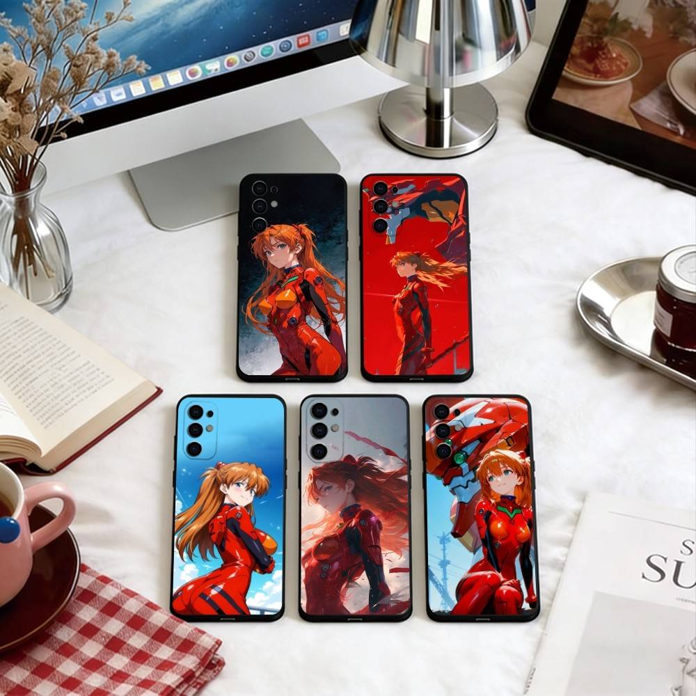 EVA Soryu Asuka Langley Phone Case For Samsung S25,S24,S21,S22,S23,S30,Ultra,S20,Plus,Fe,Lite,Note,10,Soft Black Cover