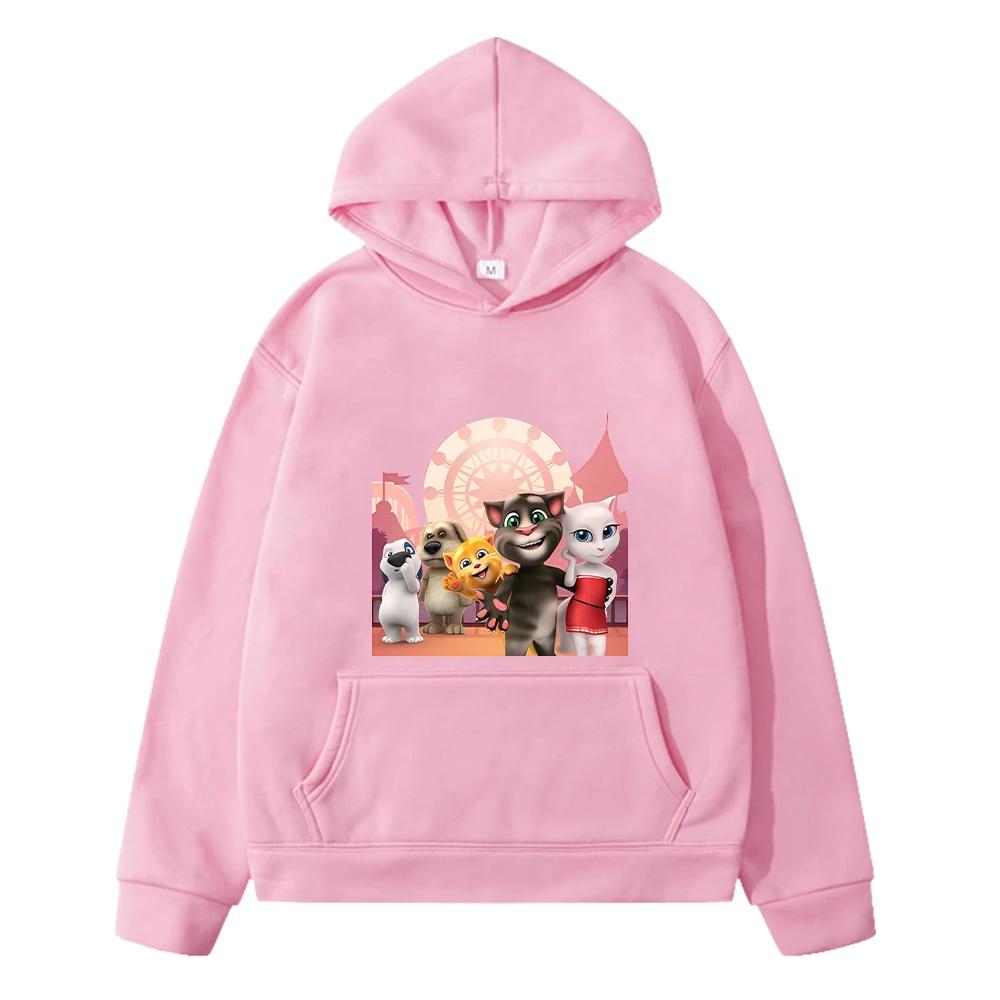 Christmas Talking tom cat print Kawaii hoodies boy jacket pullover y2k sudadera anime hoodie Fleece sweatshirt kids clothes girl+ Christma