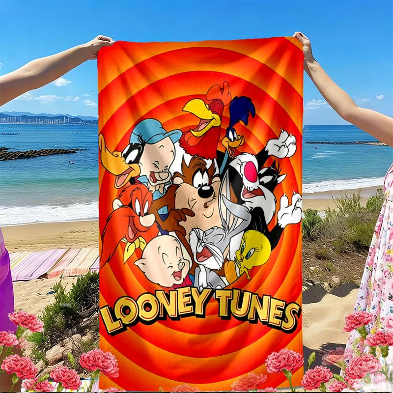 Looney Tunes Print Beach Towel, Versatile Lightweight Absorbent Beach Towel for Pool Surf Yoga Bathroom, Perfect Birthday Holiday Gift