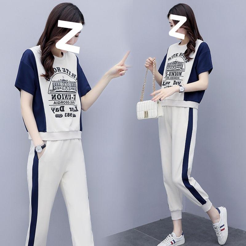 Spring and Summer Short-sleeved Sportswear Fashion Casual Two-piece Suit for Women with Western Style