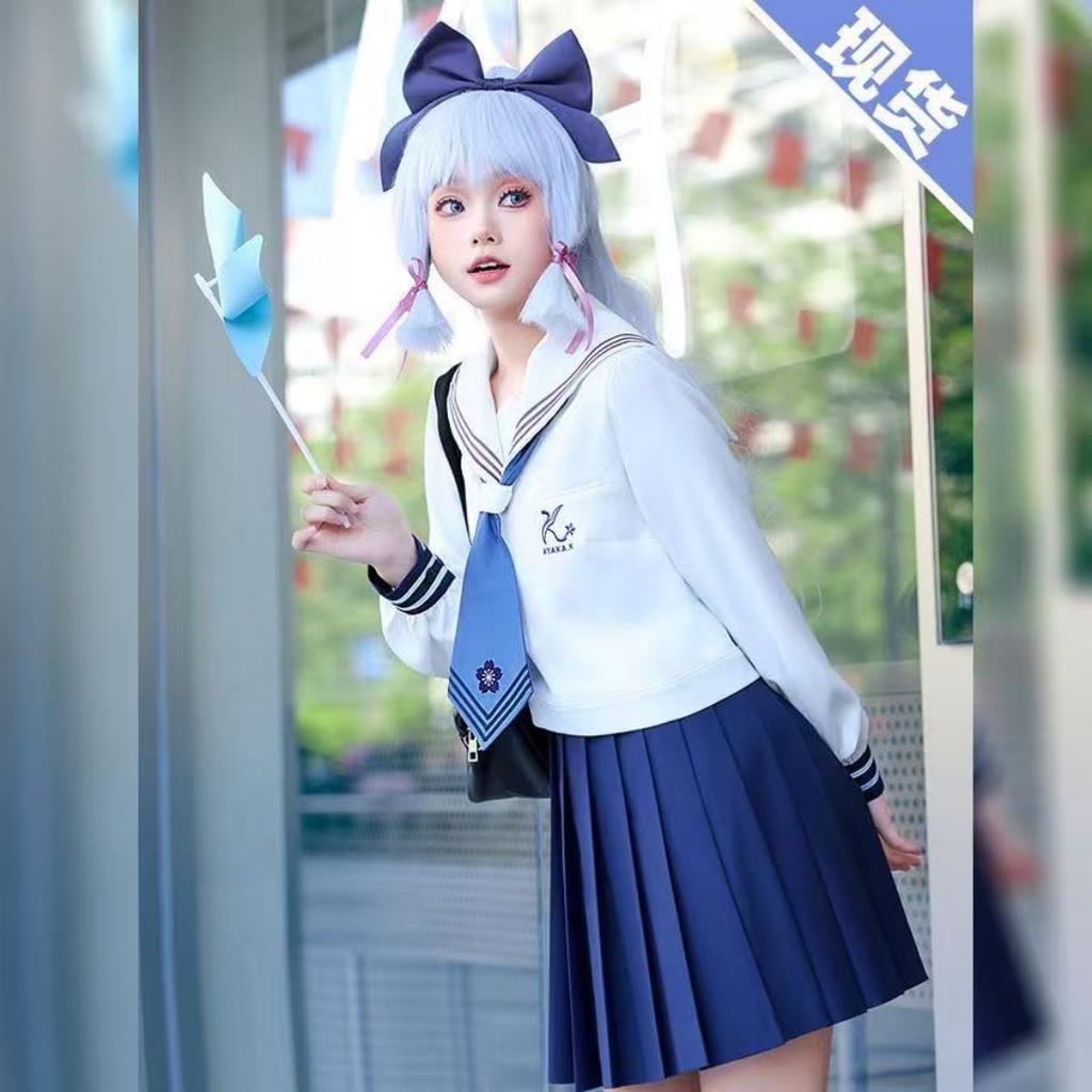 Genshin Impact Cos Costume Joy Tea Linkage Kamisato Ayaka JK Costume Shenli Lingren Cosplay Full Set Of Animation Cos