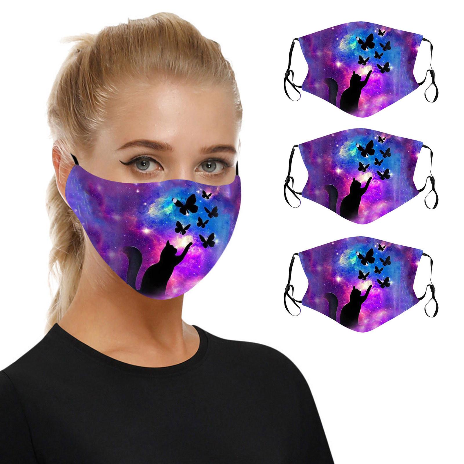 

Ramidos 3 шт., защитная маска для лица с отпечатками взрослых, моющаяся маска с ушной петлей One Size