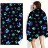 1PC Modern Polyester Microfiber Beach Towel, Quick Dry Geometric Dog Paw Print Pattern, Soft Knit Fabric Towel for Pool, Bath