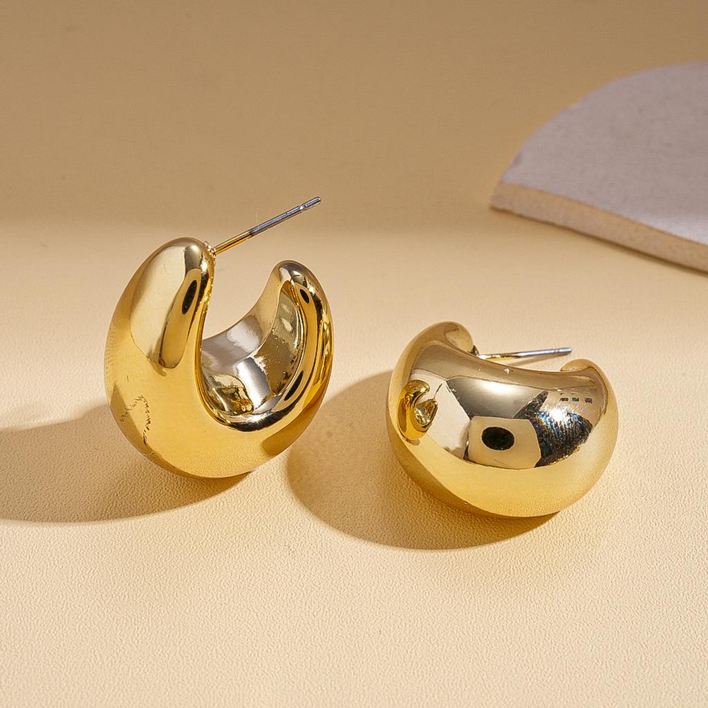 Personalized metal sense geometric C-shaped water drop-shaped steel needle stud earrings fashion ins niche earrings