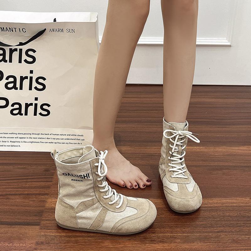 Autumn new casual denim lace-up retro Martin boots locomotive boots short boots tooling boots