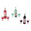 Miniature Dollhouse Wine Bottle Set Dollhouse Decoration Pretend Play Funny Mini Toy Set for Party