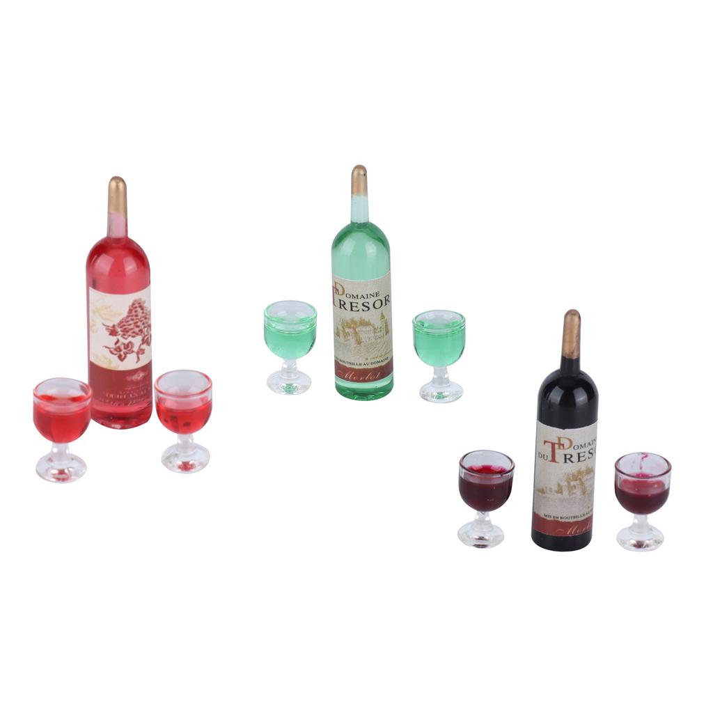 Miniature Dollhouse Wine Bottle Set Dollhouse Decoration Pretend Play Funny Mini Toy Set for Party