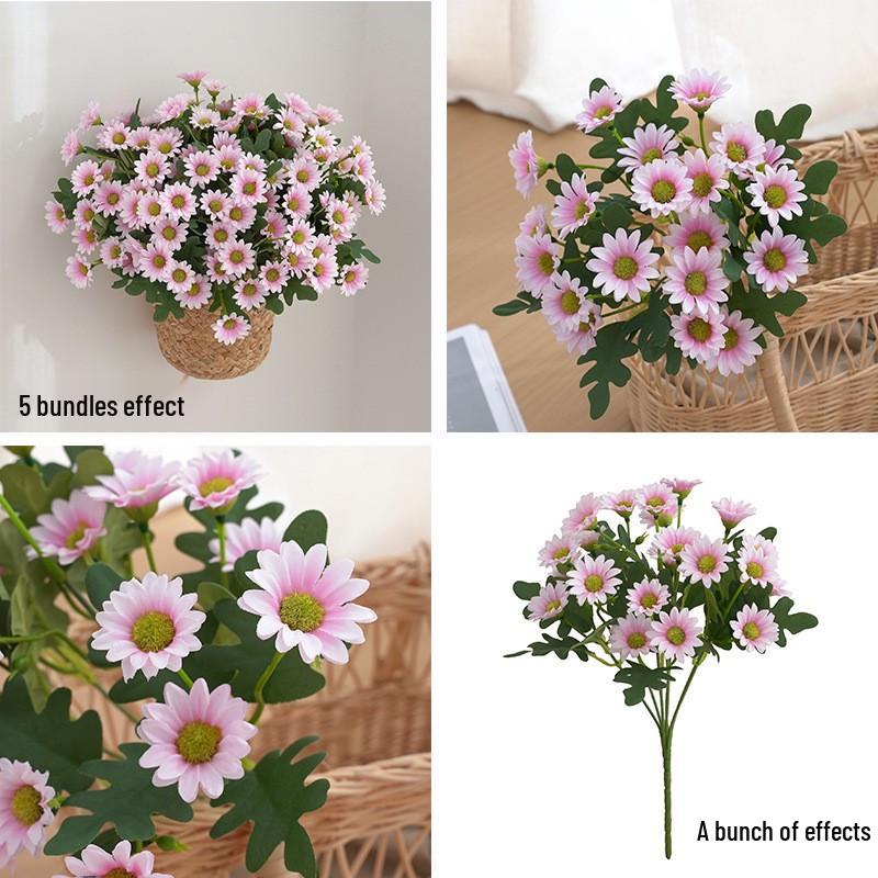 Little Daisy Chamomile Artificial Flower Arrangement - Dried Silk Bouquet for Table Decor and Photo Props.