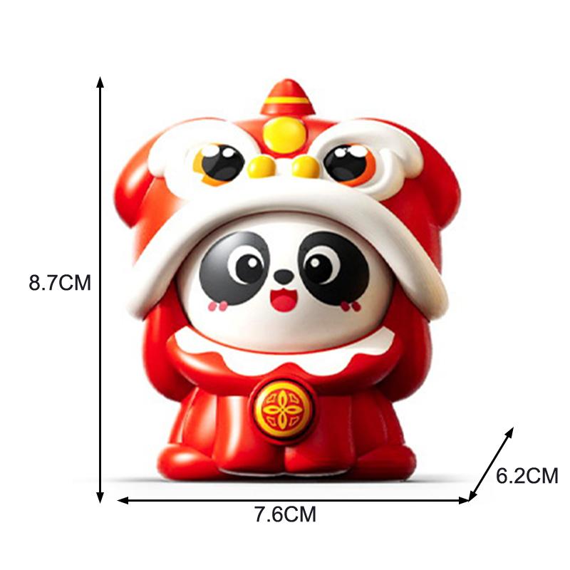 Chinese-Style Lion Dance Panda Face-Changing Toy Dolls, Pressable Funny Face Masks, Sichuan Opera Puppets
