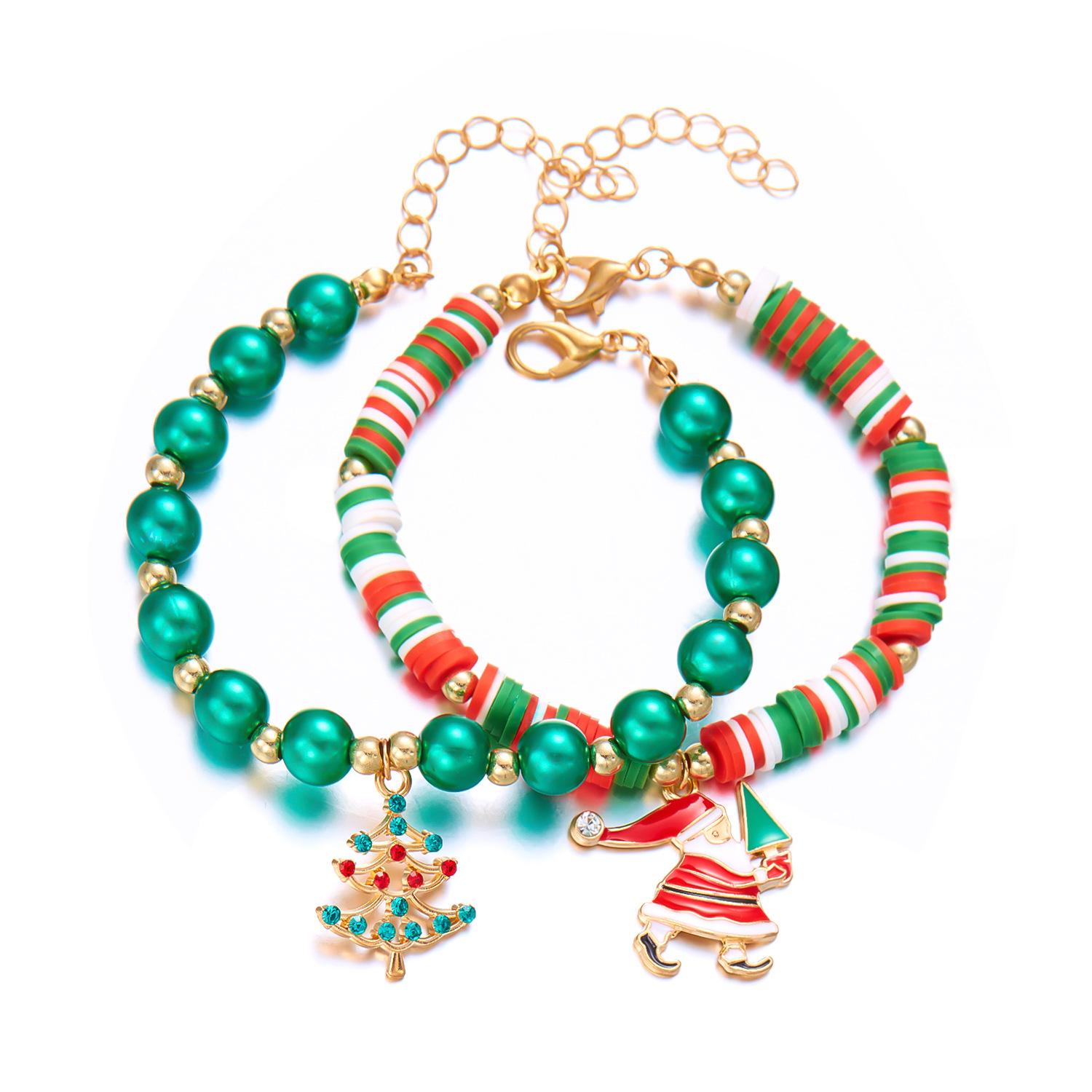 

Festive Santa & Christmas Tree Beaded Bracelet Set