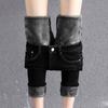 Women's High Waist Velvet Skinny Jeans - Slimming Cropped Pants for Autumn/Winter