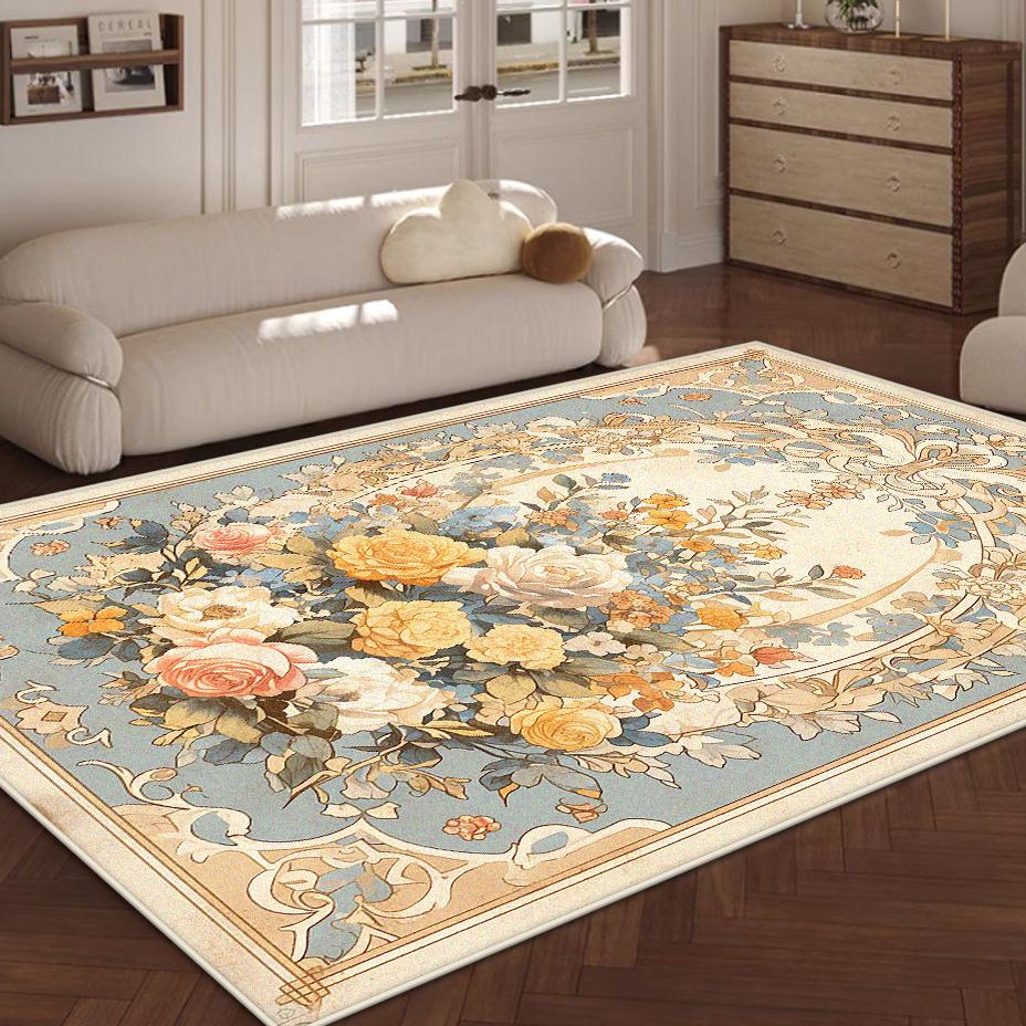 Tappeto Stile Floreale Pianta Nordica Soggiorno Decorazione Lusso Tappeto Morbido Floreale 200x300cm Camera da Letto Fondo Letto Tappetino Antiscivolo Lavabile