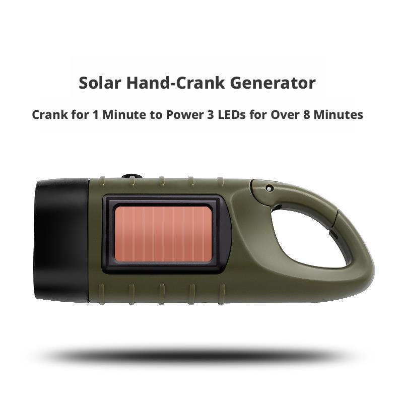 Led Flashlight Hand Crank Solar Powered Rechargeable Survival Gear Self Powered Charging Torch Dynamo For Fishing Boating Hiking