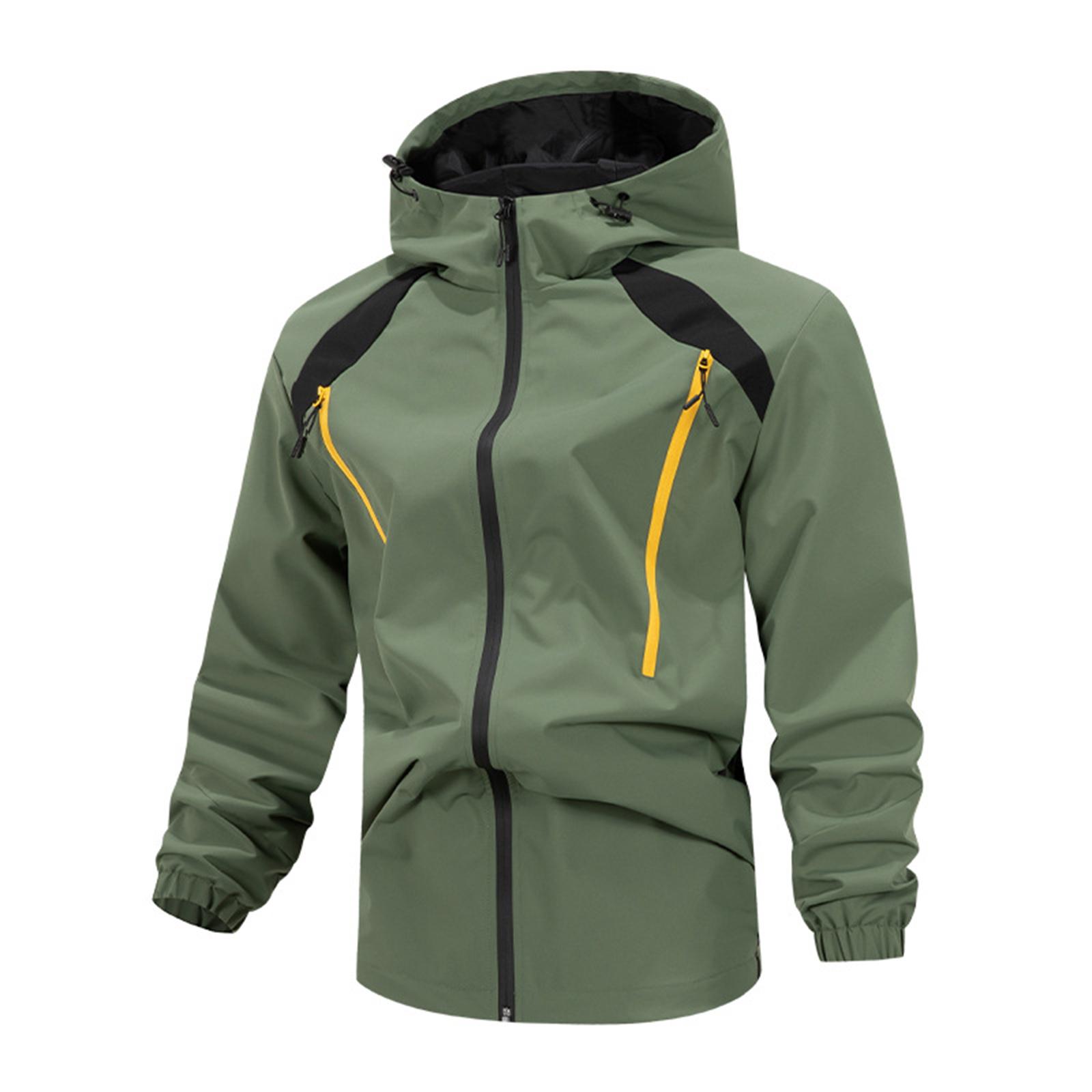 

Men S Loose Jacket Fashionable Multi Pocket Hooded Jacket XL светло-зеленый