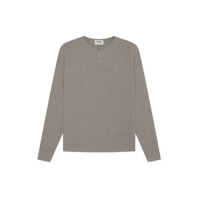 Essentials Thermal Henley Long Sleeve Flannel Top Unisex Tops Gray Charcoal FOG-SS21-652