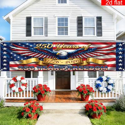 Yousheng 250. Jubiläumsbanner 6,5x1,5 Fuß 250 Jahre Freiheit Amerikanische Patriotische Dekoration 1776-2026 USA Veranda-Schild für 4. Juli Unabhängigkeit