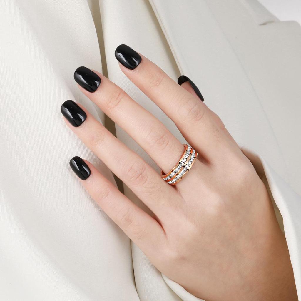 Korean Style Star Diamond Gold-Plated Titanium Steel Ring