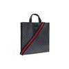 Gucci Large Vertical Logo Stripe Web Shoulder Strap Canvas And Leather Tote Bag Men Tote Black Gray 495559-K5IAN-1095