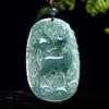 Natural A-Grade Blue Jade Deer Pendant - Auspicious Spirit Design, Unisex Jade Ware