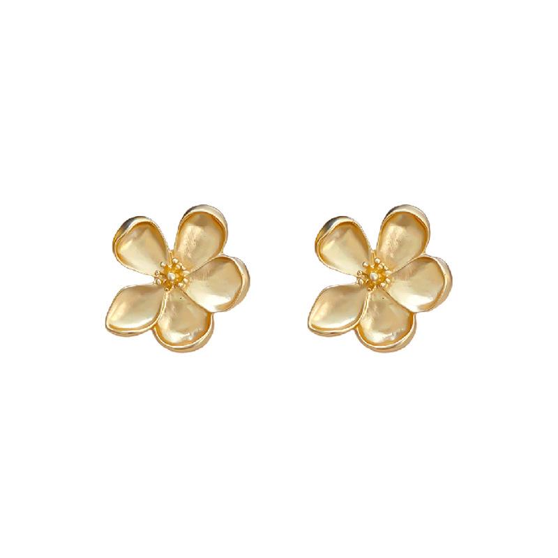 Silver Needles Irregular Stamens Five-petaled Flower Stud Earrings Simple Fashion Light Luxury Earrings High-end Versatile Earrings