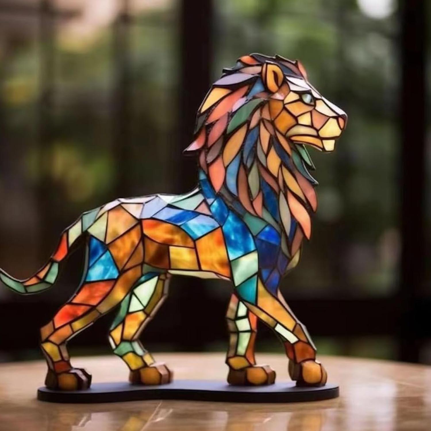 

Wild Animal Colorful Acrylic Art Desktop Ornament Home Office Decorative Ornament Lion