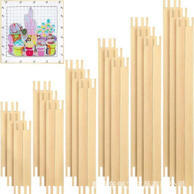 Set di Telaio da Ricamo in Legno e Barra Tesa - Telaio per Arte con Ago Stile Patchwork