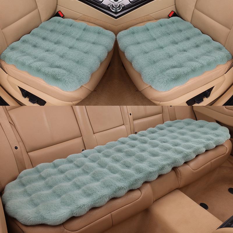 Universal Winter Car Seat Cushion Set - Thickened Fleece with Faux Rabbit Fur, Warm & Plush