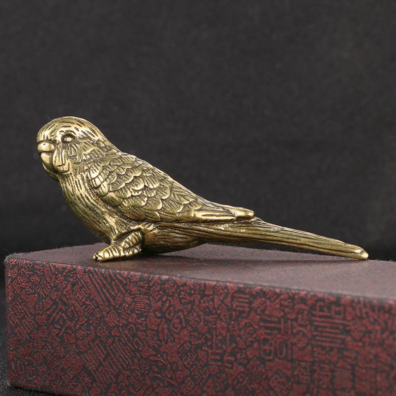 Handcrafted Solid Brass Sparrow Tea Pet - Antique Magpie Ornament Collection