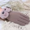 Woman Winter Gloves Cute Windproof Gloves Hand Wear Lovely Thick Warm Wind proof Suede Fabric Telefingers Gloves