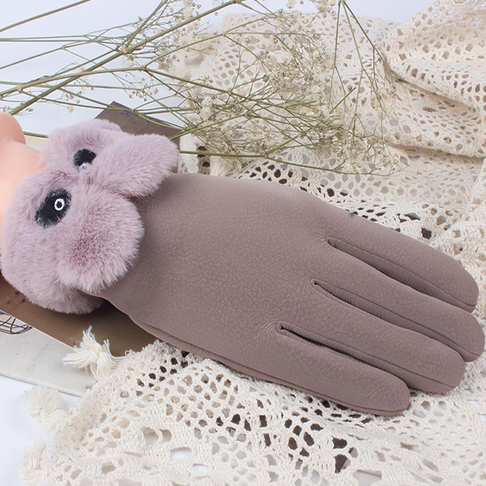 Woman Winter Gloves Cute Windproof Gloves Hand Wear Lovely Thick Warm Wind proof Suede Fabric Telefingers Gloves