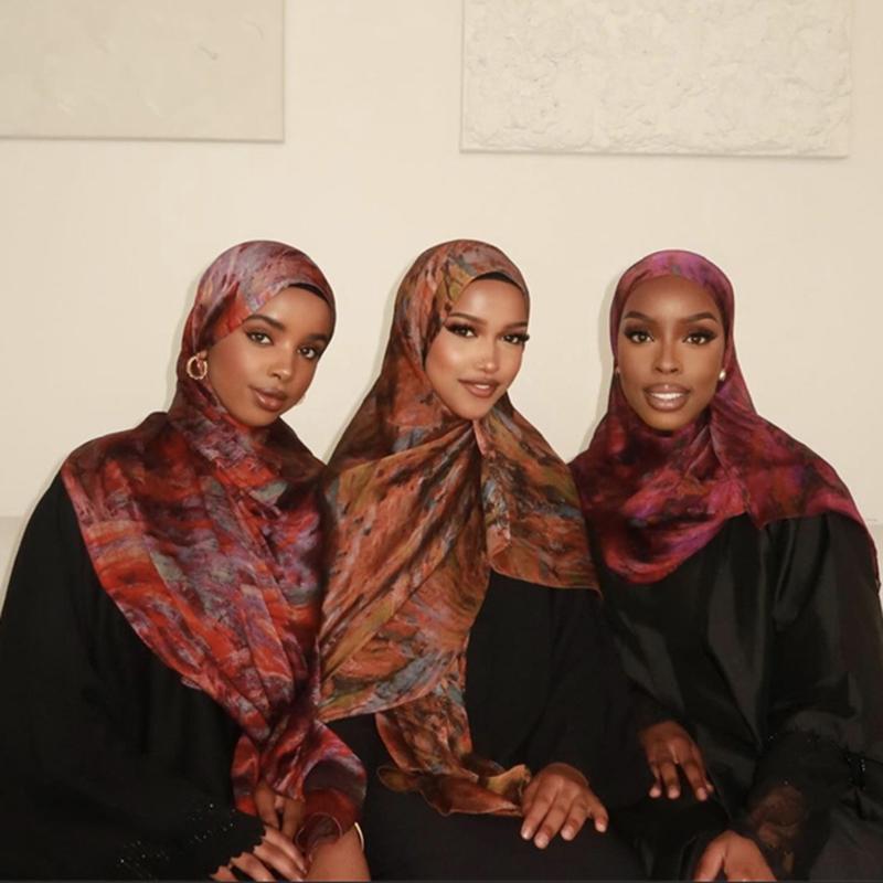 Neuer Mode Aquarell Kopftuch, Seiden-Polyester Schal, Kopfbedeckung für muslimische Frauen, Islamische Kleidung, 180*80CM