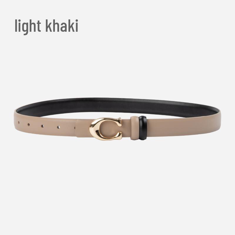 

Женский кожаный ремень с пряжкой в виде буквы C - Мода в корейском стиле, Универсальный декоративный ремень из натуральной кожи для осени и зимы 105 cm