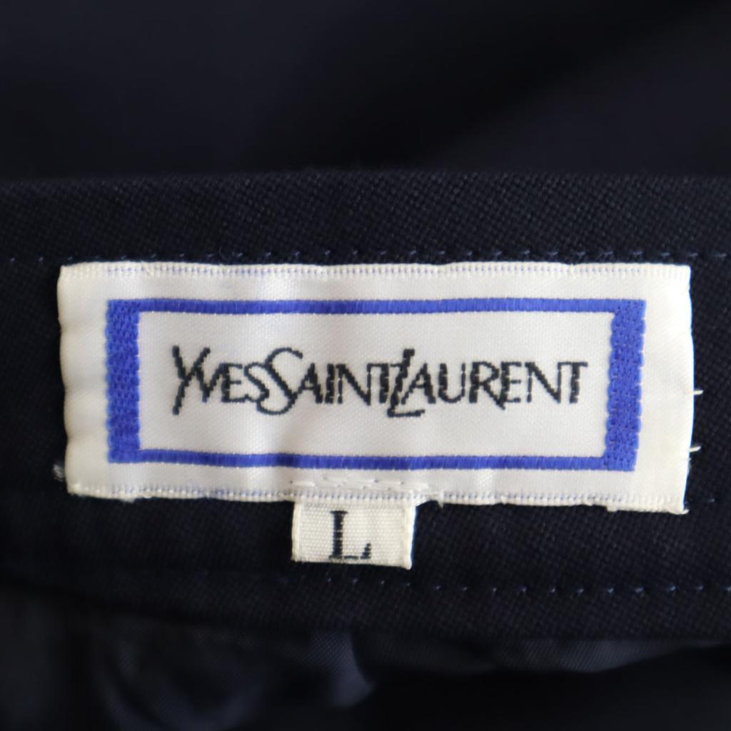 YVES SAINT LAURENT 90s Old Long length Wrap skirt L Navy Women Used