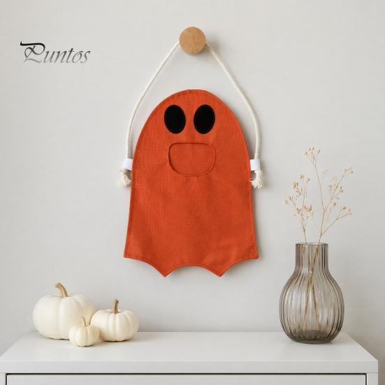 Lightweight Candy Carrier Halloween Ghost Bag for Kids, Cute Fabric Treat or Trick Decorative Holiday Tote with Handle, Spooky Snack Goodie Bags Party